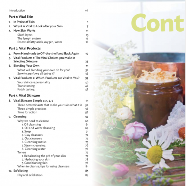 Contents Page 1 for Vital Skincare by Laura Pardoe